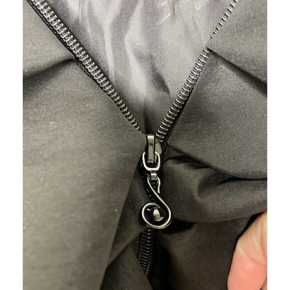 Samuel Dong Taffeta Ruffle Dress Coat Trench Coat Women’s Sz M Cocktail Black - Picture 7 of 12